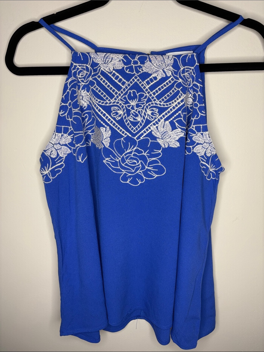 love on a hanger Royal Blue Embroidered Halter Camisole